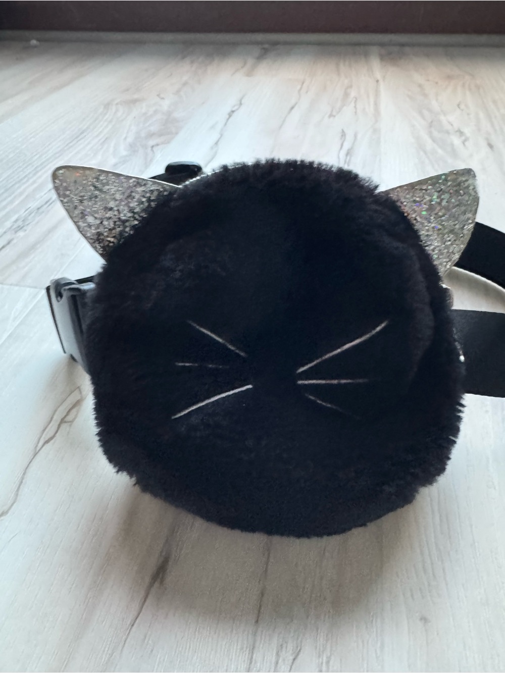 NWOT Black Cat Waist Bag/Crossbody Bag- Fuzzy, Zip Closure, Adjustable, Soft!